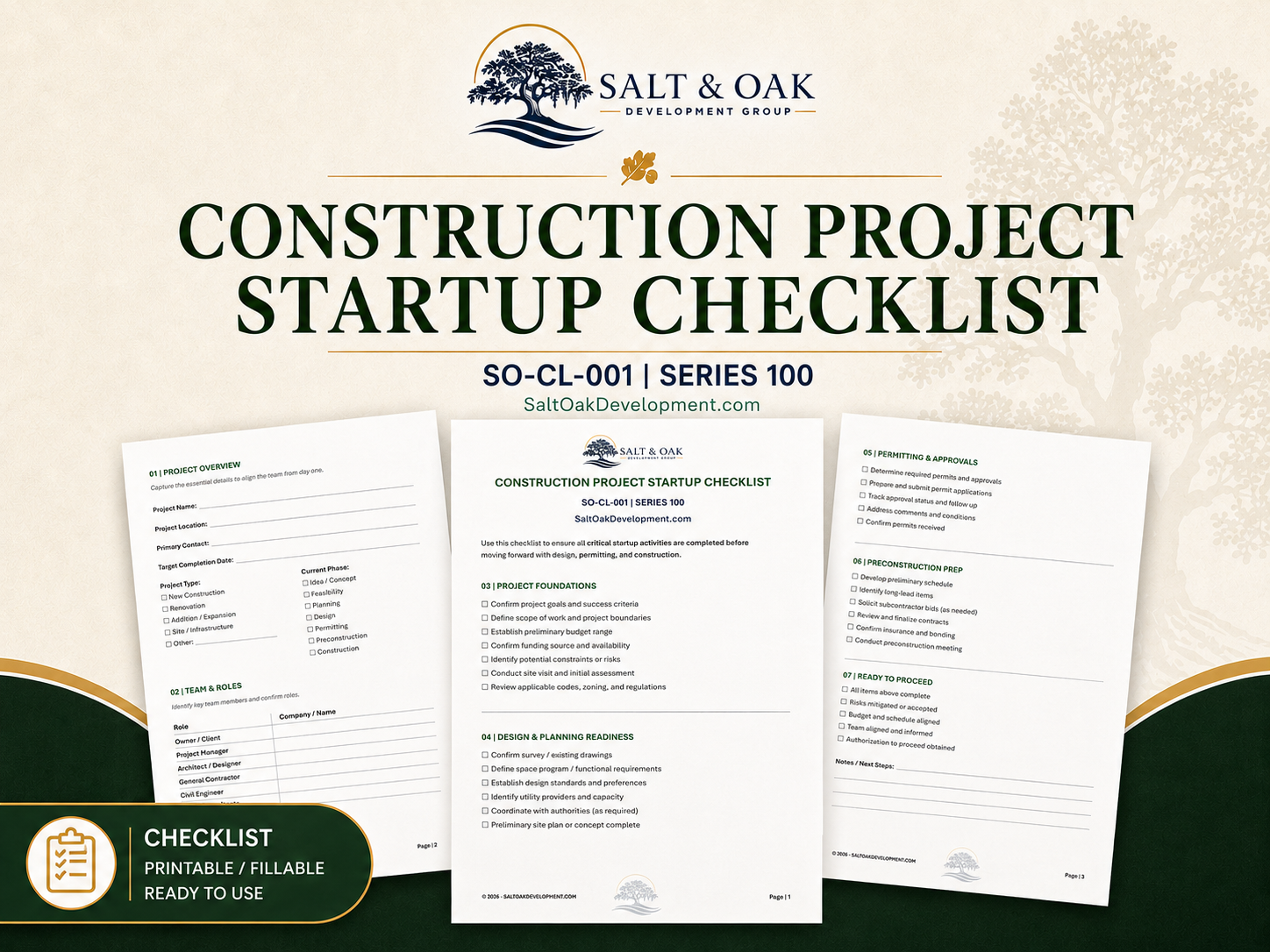 Salt & Oak Development - Construction Project Startup Checklist cover