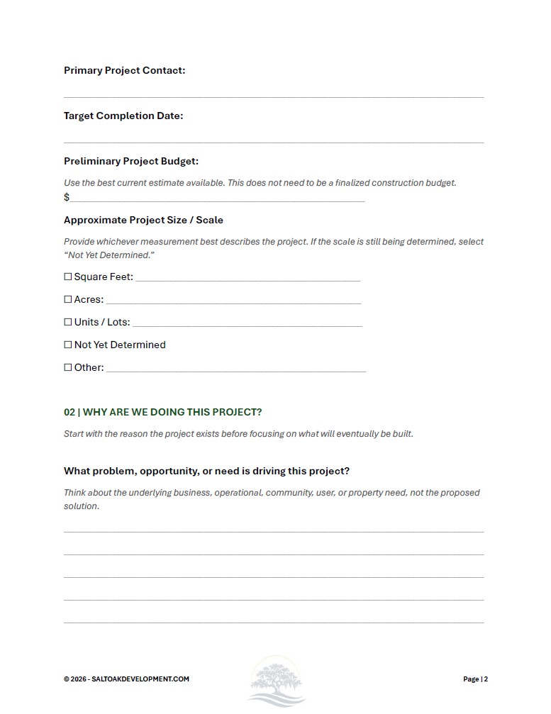 Salt & Oak Development - Project Vision & Goals Worksheet preview