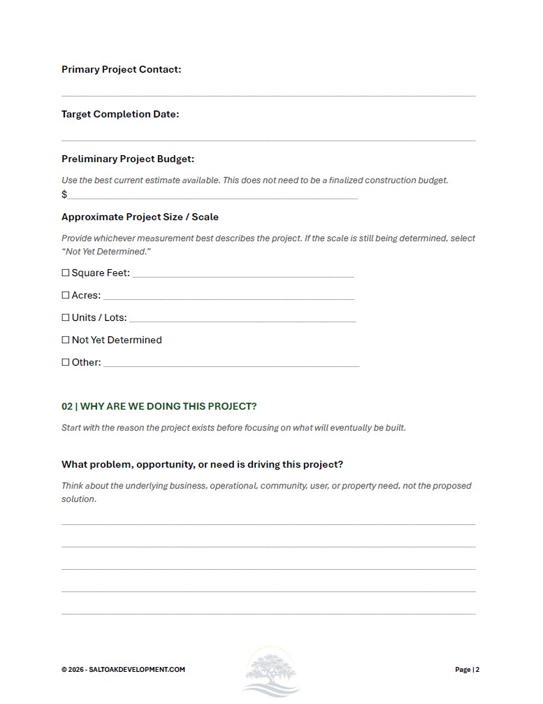 Salt & Oak Development - Construction Project Startup Checklist preview
