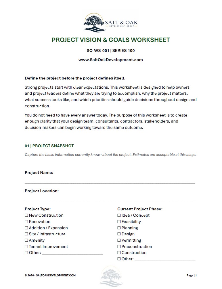 Salt & Oak Development - Project Vision & Goals Worksheet preview