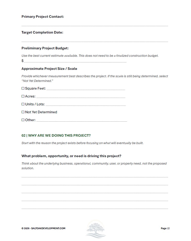 Salt & Oak Development - Project Vision & Goals Worksheet preview